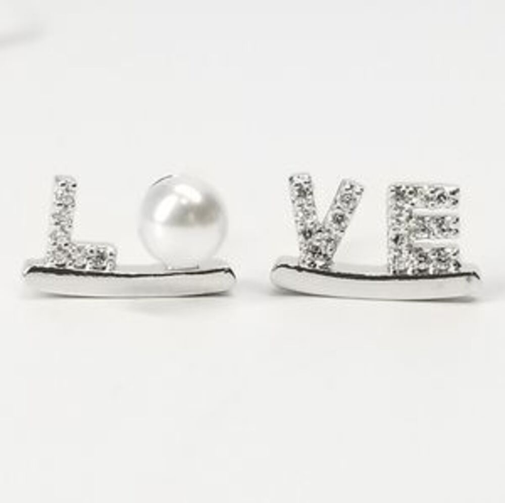 NWT LOVE Studs Earrings Pave CZ